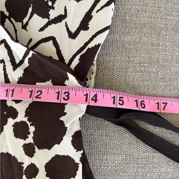 Tory Burch Silk Wrap Dress Animal Print Brown Cream Belted Roll sleeve Size 4 - Picture 8 of 10